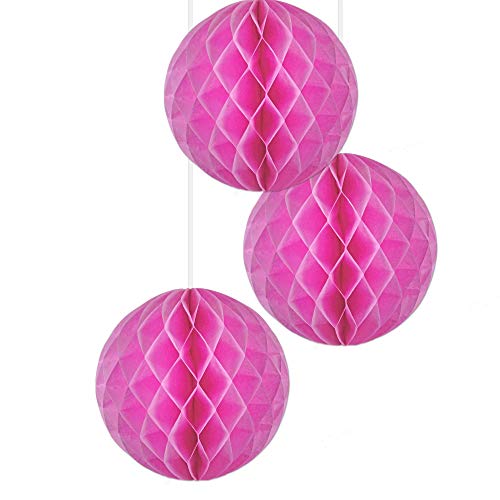 EinsSein 3 x Honeycomb WABENBÄLLE Supreme pink DM 25cm Hochzeit Wedding Wabenball Dekoration Lampion von EinsSein