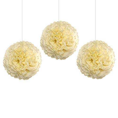 EinsSein 3er Set Pom Poms Large Creme DM 35cm Hochzeit Wedding Pompons Dekokugel von EinsSein