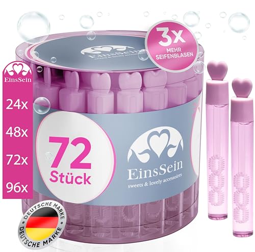 EinsSein 72x Seifenblasen Hochzeit Lovegläschen Set rosa Wedding Bubbles gefüllt Vintage hochzeitsdeko Herz gastgeschenk tischdeko hochzeitsseifenblasen Candy bar luftblasen deko Flüssigkeit von EinsSein