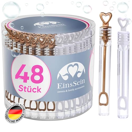 EinsSein Seifenblasen Hochzeit Mix bronzegold-Weiss | Gastgeschenke für goldene Hochzeit Taufe Geburtstag Valentinstag Verlobung Party | Hochzeitsseifenblasen von EinsSein