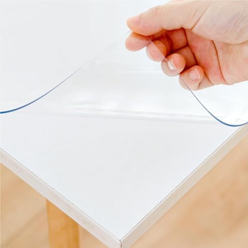 Eisdroma 96,5 x 154,9 cm transparente Tischabdeckung, Tischmatte für Esstisch, 1,5 mm dicke Kunststoff-Tischabdeckung, Vinyl-Tischschutz, wasserdichte Tischunterlage für Küche, Büro von Eisdroma