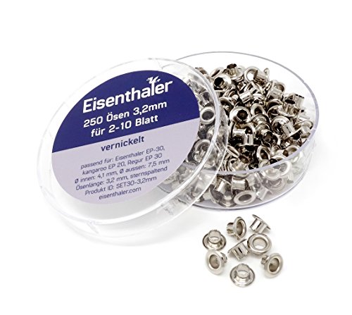 Eisenthaler 250 Ösen SET30-3,2mm, vernickelt für 2-10 Blatt von Eisenthaler