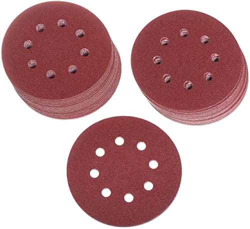 100 St. Set 125mm Klett Schleifpapier Schleifscheiben für Exzenterschleifer oder Winkelschleifer mit 8 Löcher. Verschiedene Körnungen (Braun, 125 mm, 100, Fein) von Eisenwolf