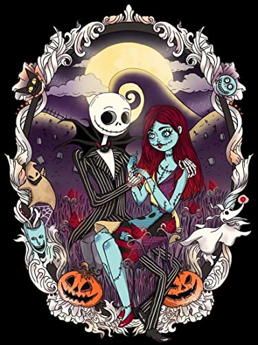 Eitseued Diamant-Malerei Jack and Sally, Halloween Nightmare Before Christmas, Kreuzstich, Bildkunst, Handwerk für Heimdekoration, Festival, Geschenk, 30,5 x 40,6 cm von Eitseued