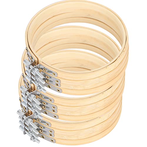 12 Stück Stickrahmen Set 13 cm Bambus Kreis Kreuzstich Rahmen Einstellbar Stickerei Ring Hoop für Handstickerei, Häkeln, Rahmendekoration, Handwerk Nähen von Ejoyous