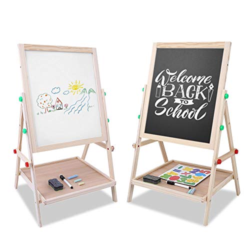 2 In 1 Kindertafel Magnetisch, Kinder Maltafel Standtafel Mit Kreide und Magnet, Höhenverstellbare Whiteboard Zeichenbrett, Doppelseitiges Vertikales Staffelei, Für Kinder Kreative ab 3 Jahre von Ejoyous