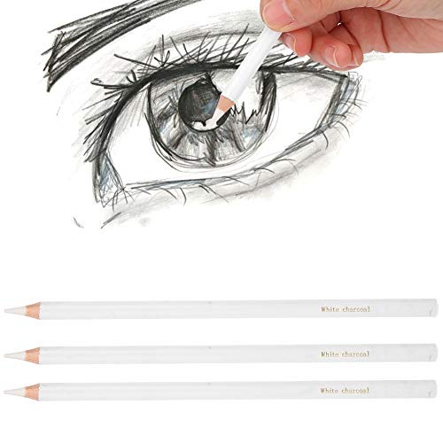 Weißer Kohle Bleistift, 3Pcs Weißer Kohlestift Professionell Zeichnen Kohlestift Kohle Bleistift Glattem Farbkern Aquarellstifte Farbstift Art Werkzeuge Set für Fine Art Supplies von Ejoyous