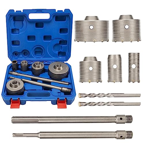 9Pcs Beton Lochsäge Bohrer mit Schaft 30mm 40mm 65mm 80mm 100mm Lochöffner Schnitt Bit Kit Lochsägen Beton Set Bohrkronen Hohlbohrkrone für Betonbohrungen Bauarbeiter Heimwerke von Ejoyous