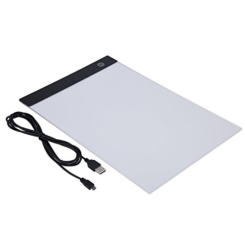 A4 USB LED Leuchtplatte Leuchttisch, Light Pad LED Zeichnung Pad Einstellbare Helligkeit mit USB Kabel für Diamond Painting Zeichnung Malen Animation Tattoo Skizzierung(Stufenloses Dimmen) von Ejoyous