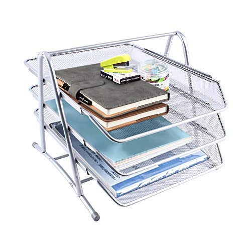 Briefablage, 3 fächer Briefablage Organizer, Ablagefächer für Unterlagen Stapelbare Papiersortierer für A4 Dokumente, für Zuhause Büro Schule 36x31x26.5cm von Ejoyous