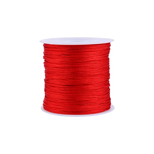 100M x 0.8mm Nylon Chinesische Knotenschnur Handstrickschnur Schnur Rattail Macrame Shamballa-Thread String in Rot Perfekt für Schmuckherstellung, handgefertigte Bastelprojekte von Ejoyous