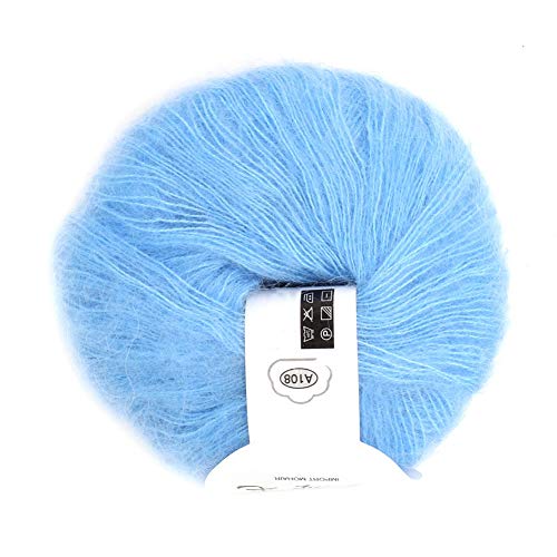 26g Mohair Cashmere Wolle Strickgarn, Mehrfarbige Angora Long Wool Garn Soft Mohair Pashm Strickfaden für Kleidungsstücke Schals Pullover Schal Hüte und Bastelprojekte(08 hellblau) von Ejoyous