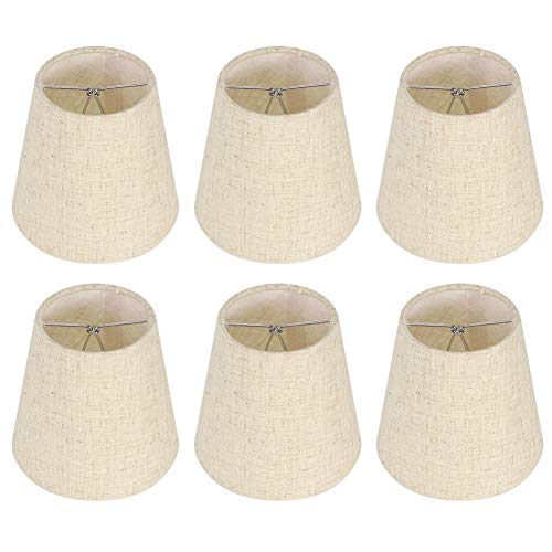 Ejoyous 6Pcs Lampenschirme, Leinen Lampenschirm E14 Nachttisch Lampenschirm Flachs Kerze Kronleuchter Lampenschirm Nordic Style für Tischlampen Stehlampen Hängelampe Wandleuchte von Ejoyous