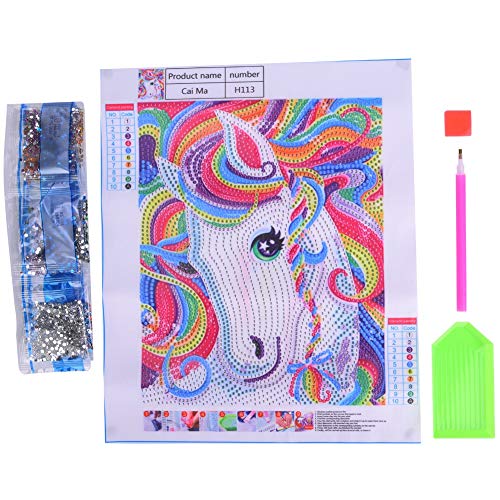 Diamond Painting Set, 5D Diamant Malerei Kit für Kinder Farbige Pferde DIY Voller Diamond Art Painting Stickerei Full Pferd Mosaikherstellung für Home Room Wanddekoration von Ejoyous