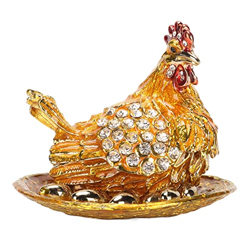 Ejoyous Schmuckkasten mit Henne Figur, Kleine Goldene Schmuckschatulle Faberge Eier Schmuckkästchen Kreativität Schmuck Aufbewahrung Box Ring Halter Geschenke Heimdekoration von Ejoyous