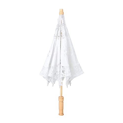 Ejoyous Spitze Regenschirm, Vintage Hochzeit Spitze Stickerei Hochzeitsschirm Brautschirm Sonnenschirm Damen Handschirm für Dekoration Braut Foto Requisiten Lady Kostüm (L) von Ejoyous