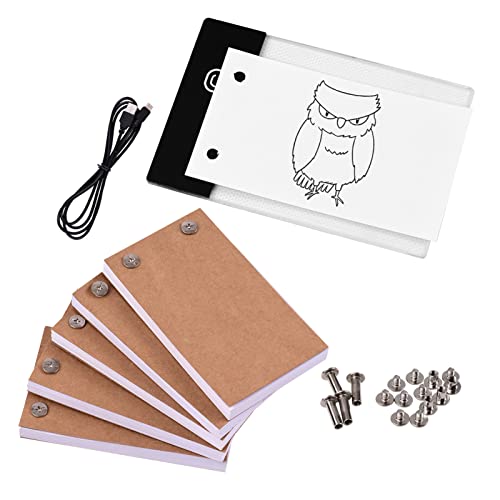 Flip Book Kit mit Light Pad, Flipbook Kit LED-Leuchtkasten LED Light Box Tablet 300 Blatt Zeichenpapier mit Heftschrauben für Zeichnen Nachzeichnen Skizzieren Erstellen Cartoons von Ejoyous