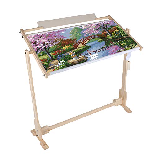 Stickerei-Kreuzstich-Rahmen, um 360 ° verstellbarer Stickerei-Holzständer, stabiles dickes gehärtetes Holz, Kreuzstich-Gestell für Kreuzstich-Nadelarbeiten Cross Stitch Stand, 80 x 52 x 79 cm von Ejoyous