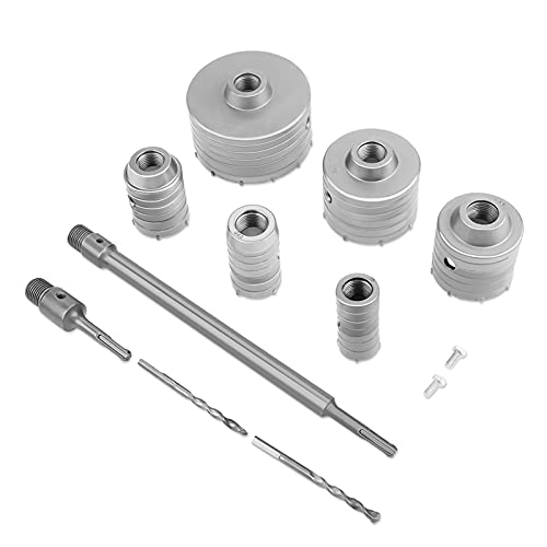 TCT Beton Bohrkronen Set, Kernbohrer Bohrkrone Hohlbohrkrone mit Verlängerungsstange Beton Bohrer Set mit SDS Adapter, für Elektriker Bohren auf Fliesen und Glas 35 mm 40 mm 50 mm 65 mm 82 mm 110 mm von Ejoyous