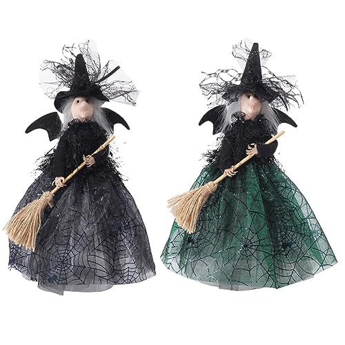 Ekakashop 2 Stück Halloween-Hexenpuppe, Halloween Deko Hexe Puppe Figur Heimdekoration Halloween Puppe Hexen Niedliche Cartoon Hexe Puppe Ornamente für Halloween Party Dekoration von Ekakashop