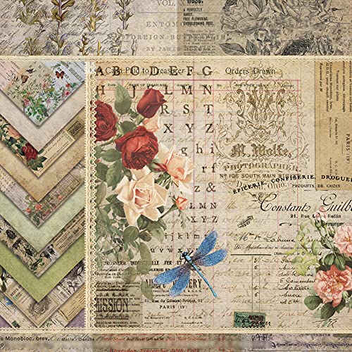 Ekakashop 24Pcs Vintage Scrapbooking Papier Deko Scrapbooking Dekopapier Decoupage Papier Designpapier,Vintage Bastelpapier Scrapbook Zubehör für Sammelalbum,Tagebuch,DIY Handwerk von Ekakashop