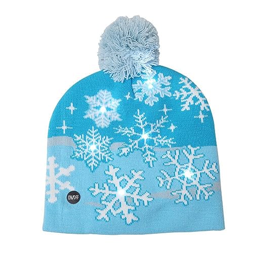 Ekakashop LED Weihnachtsmütze Damen Herren LED-Leuchtmütze Warme Wintermütze Xmas Strickmütze Lustig Leuchten Beanie Mütze für Kinder und Erwachsene Leuchtende-Weihnachtsmütze für Weihnachtsfeier von Ekakashop