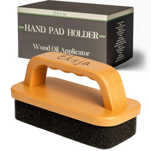 Ekoja – Handpadhalter aus Holz mit Stiel – Handpad zur Holztisch-Pflege – Wiederverwendbarer Padhalter mit Polierpad – Möbelpflege Innen – Holzpflege-Set für Parkett und Möbel Ekoja – Handpadhalter aus Holz mit Stiel – Handpad zur Holztisch-Pflege – Wiederverwendbarer Padhalter mit Polierpad – Möbelpflege Innen – Holzpflege-Set für Parkett und Möbel von Ekoja