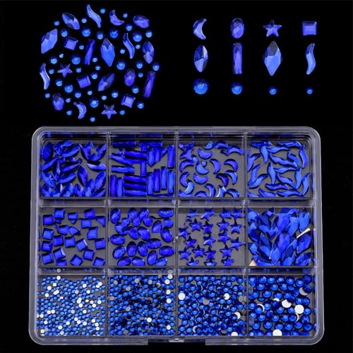 1 Box 3D-Nagel-Anhänger für Nägel, flache Rückseite, Strasssteine, gemischte Größen, Glasnägel, Dekorationen, Verzierung von Eladcncmc