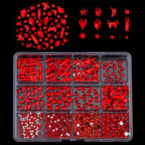 1 Box 3D-Nagel-Anhänger für Nägel, flache Rückseite, Strasssteine, gemischte Größen, Glasnägel, Dekorationen, Verzierung von Eladcncmc