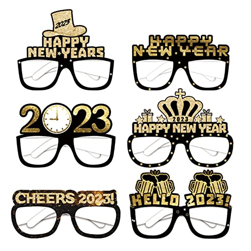 Eladcncmc Fancy 3D Neujahrsparty-Brille Happy New Year Brille Feier Glitzer Papier Brille Rahmen Foto von Eladcncmc