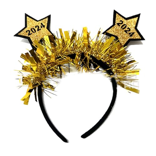 Eladcncmc Haarreifen 2024 Neujahr Party Stirnband Golden Hoop für festliche Foto Requisiten Kopfbedeckung Haarschmuck von Eladcncmc