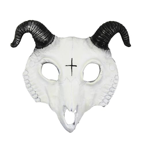 Eladcncmc Halloween Ziege Schädel Ziege Tier Halloween Cosplay Zubehör Maskerade Party für Damen Herren von Eladcncmc