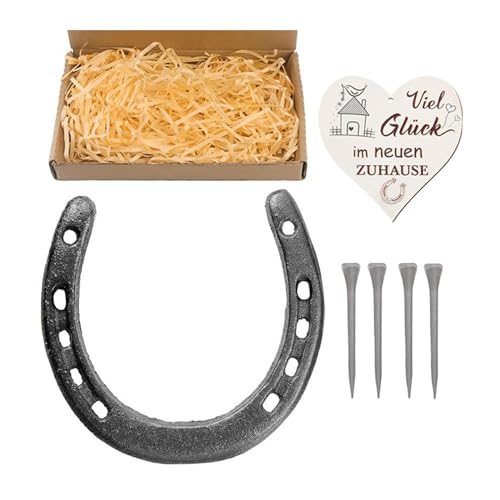 Eladcncmc Luck Hufeisen Hochzeitsgeschenk mit Holzherz Anhänger Metall Hufeisen Baby Dusche Geburtstag Party Dekorationen von Eladcncmc