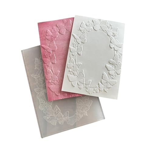 Eladcncmc Strukturierte Prägeschablonen mit Schmetterlingen und Blumen, Baum, strukturierte Scrapbooking-Vorlagen für Kartenherstellung von Eladcncmc