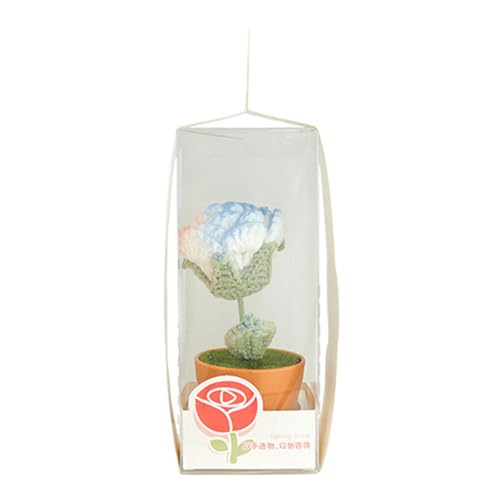 Eladcncmc Tulpen Topfblume Häkelblume Ornament Handgemachte Wolle Garn Rose Tulpen Desktop Ornament Häkeln Strickspielzeug von Eladcncmc