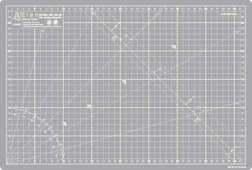 Elan Schneidematte A3 Grau, 5-lagige Schneidematte Selbstheilend, Bastelunterlage Schnittfest, Cutting Mat, Arbeitsunterlage Werkstatt Schneidematte Nähen 44x30 CM Schneideunterlage von Elan