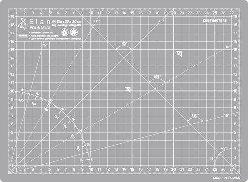 Elan Schneidematte A4 Grau, 5-lagige Schneidematte Selbstheilend, Bastelunterlage Schnittfest, Cutting Mat, Arbeitsunterlage Werkstatt Schneidematte Nähen 30x22 CM Schneideunterlage von Elan