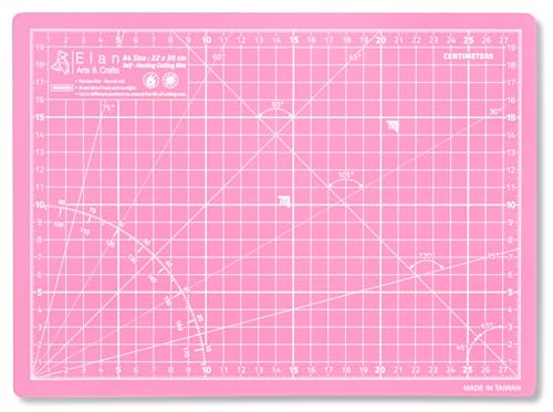 Elan Schneidematte A4 Rosa und Lila, 5-lagige Schneidematte Selbstheilend, Bastelunterlage Schnittfest, Bastelmatte, Schreibtischunterlage und Schneidematte 30 x 22 CM, Schneideunterlage A4 zum Nähen von Elan