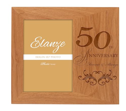 Elanze Designs Holz-Bilderrahmen zum 50. Hochzeitstag, für immer und immer, natürliche Holzmaserung, 12,7 x 17,8 cm von Elanze Designs