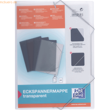 10 x Oxford Eckspanner PP 0,5mm A4 farblos transluzent von Oxford