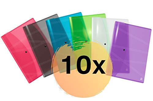 Oxford hawai Brieftaschen A3, aus Kunststoff, transparent, 6 Farben, 10er Pack von Oxford