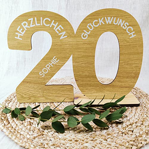 20 Jahrestag Geschenk für Ihn/Sie - Deko Gästebuch Geburtstag 20, 20. Geburtstag Männer Geschenk 20. Geburtstag Deko 20 Geburtstag Mann Tischdeko 20, 20 Jahre - Personalisierbar mit Namen aus Holz von Elbeffekt