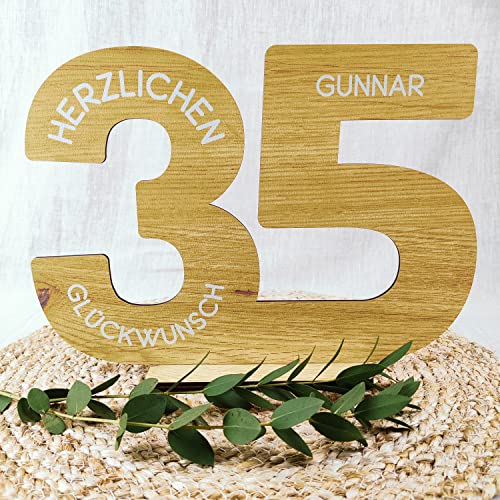 35 Geburtstag Frauen/Männer - Deko Gästebuch Geburtstag 35, 35. Geburtstag Männer Geschenk 35. Geburtstag Deko 35 Geburtstag Mann Tischdeko 35, 35 Jahre - Personalisierbar mit Namen aus Holz von Elbeffekt