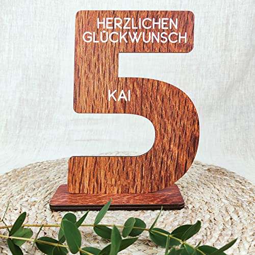 5 Jahrestag Geschenk für Sie/Ihn - Deko Gästebuch Geburtstag 5, 5. Geburtstag Männer Geschenk 5. Geburtstag Deko 5 Geburtstag Mann Tischdeko 5, 5 Jahre Jubiläum - Personalisierbar mit Namen aus Holz von Elbeffekt