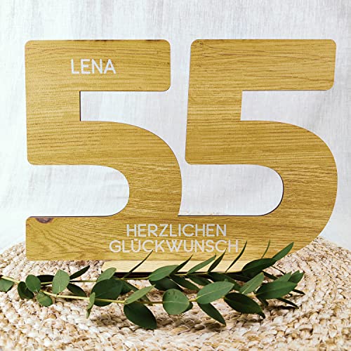 55 Geburtstag Frauen/Männer - Deko Gästebuch Geburtstag 55, 55. Geburtstag Männer Geschenk 55. Geburtstag Deko 55 Geburtstag Mann Tischdeko 55, 55 Jahre - Personalisierbar mit Namen aus Holz von Elbeffekt