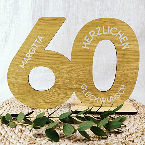 60 Geburtstag Frauen/Männer - Deko Gästebuch Geburtstag 60, 60. Geburtstag Männer Geschenk 60. Geburtstag Deko 60 Geburtstag Mann Tischdeko 60, 60 Jahre - Personalisierbar mit Namen aus Holz von Elbeffekt