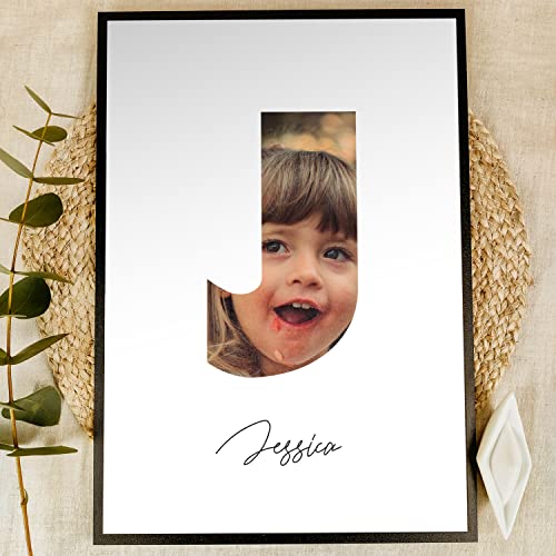 Buchstaben Deko Holzbild - Foto Geschenk, personalisierbar zum Hinstellen/Aufhängen opt. beleuchtet Holzbuchstaben, Namensschild Kinderzimmer, Geschenke für Mädchen, personalisierte Geschenke - J von Elbeffekt