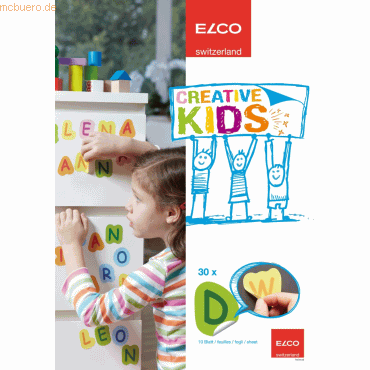 10 x Elco Buchstaben Creative Kids A B C selbstklebend Blattformat A4 von Elco