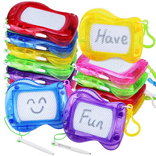 ELCOHO 12 Stück Mini-Magnetische Zeichenbrett-Schlüsselanhänger Magnetische Doodle Board Löschbare Doodle Malerei Skizze Tablet Schreibblock für Bildung Lernen Reisen Party Supplies, Mehrfarbig von Elcoho