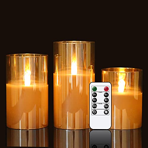 Eldnacele LED Kerzen mit Timerfunktion flackernde Flamme, elektrische Echtwachskerzen im Glas, 3-teilige flammenlose Kerzen-Set, led Stumpenkerzen mit Fernbedienung, Art u. Zimmer Deko, Grau Eldnacele LED Kerzen mit Timerfunktion flackernde Flamme, elektrische Echtwachskerzen im Glas, 3-teilige flammenlose Kerzen-Set, led Stumpenkerzen mit Fernbedienung, Art u. Zimmer Deko, Grau von Eldnacele